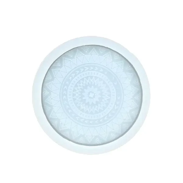 Silikónová forma odlievacia forma na akrylátovú živicu Jesmonite- okrúhla, mandala podtácka s okrajom, 11 cm