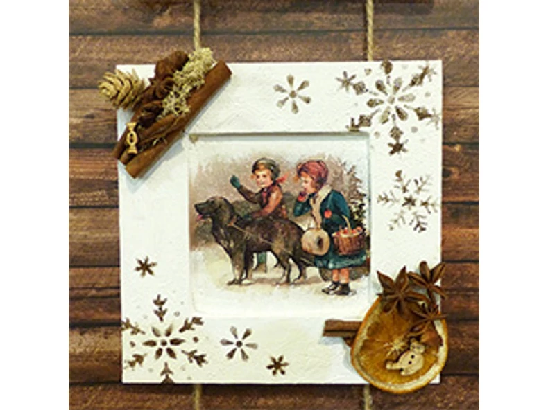 Adventné obrázky so snehovou pastou a plodmi
