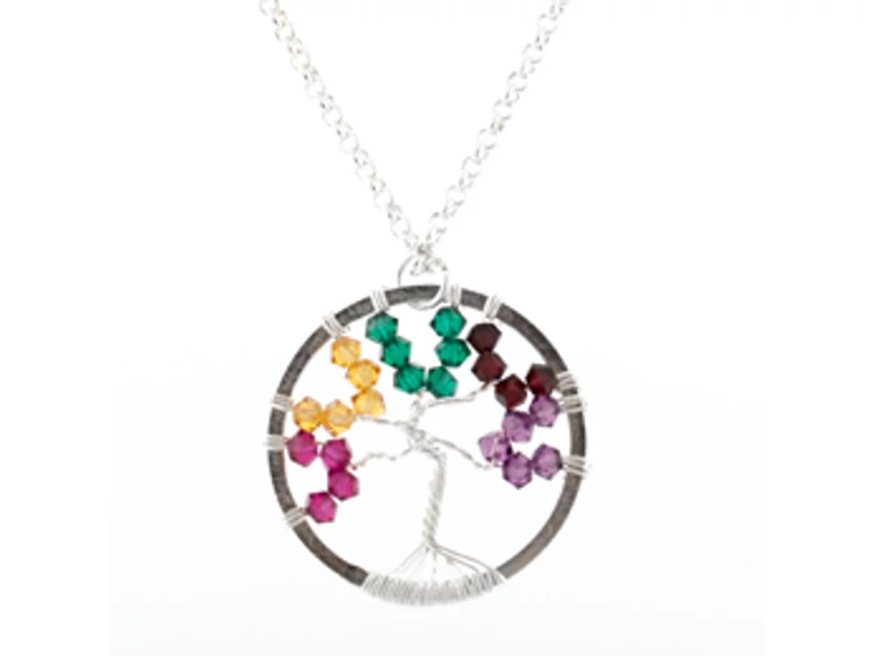 Fa mintás nyaklánc drótból és Swarovski gyöngyből