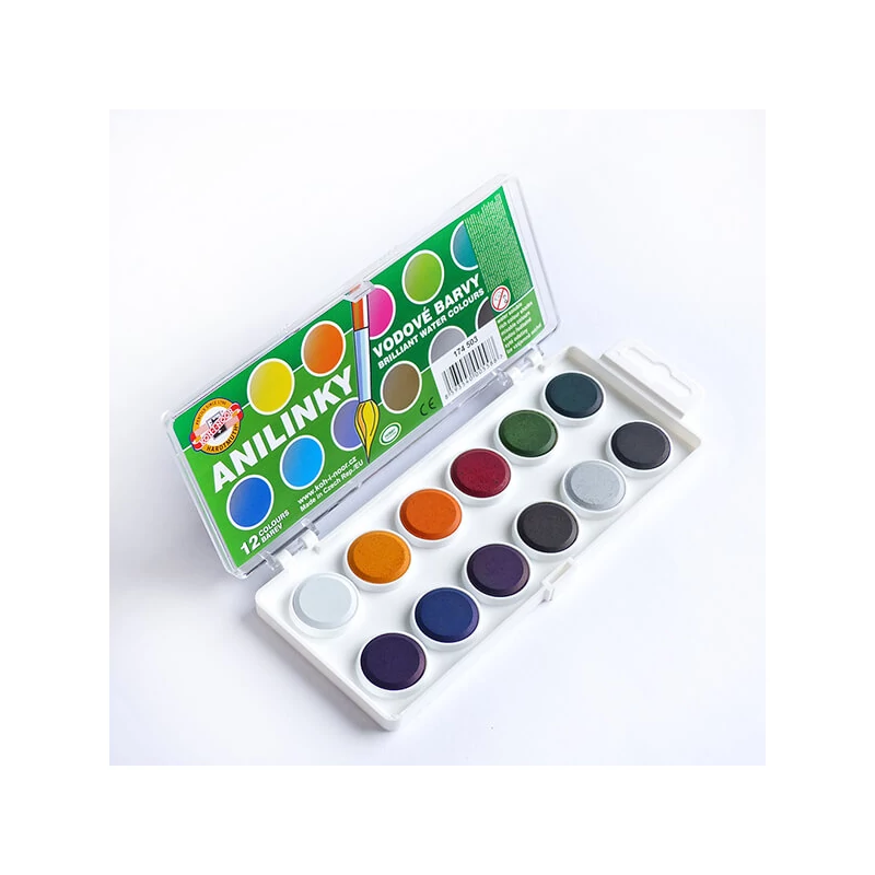 Sada vodových farieb KOH-I-NOOR Brilliant Watercolors (Anilinky) - 12 ks