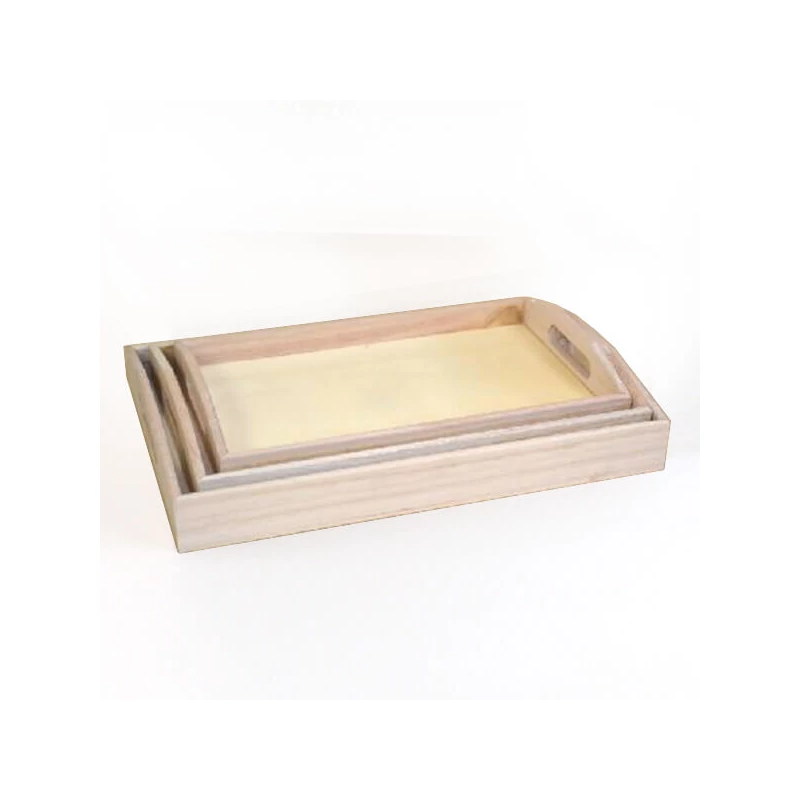 Sada drevených podnosov, 3 kusy - obdĺžnik, 34,5x23x5/32x20,5x4,5/30x18x4 cm