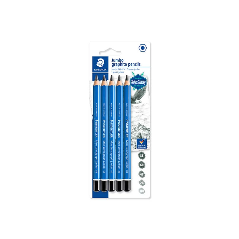 Sada grafitových ceruziek, jumbo, Staedtler, Design Journey, Lumograph - 5 ks