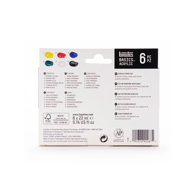 Sada akrylových farieb Liquitex Basics - 6x22 ml