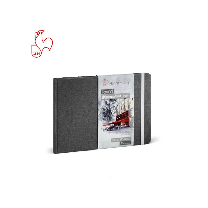 Akvarelový zápisník Hahnemühle Toned Watercolor Book, 200 g, 30 listov, A5, na šírku, sivý