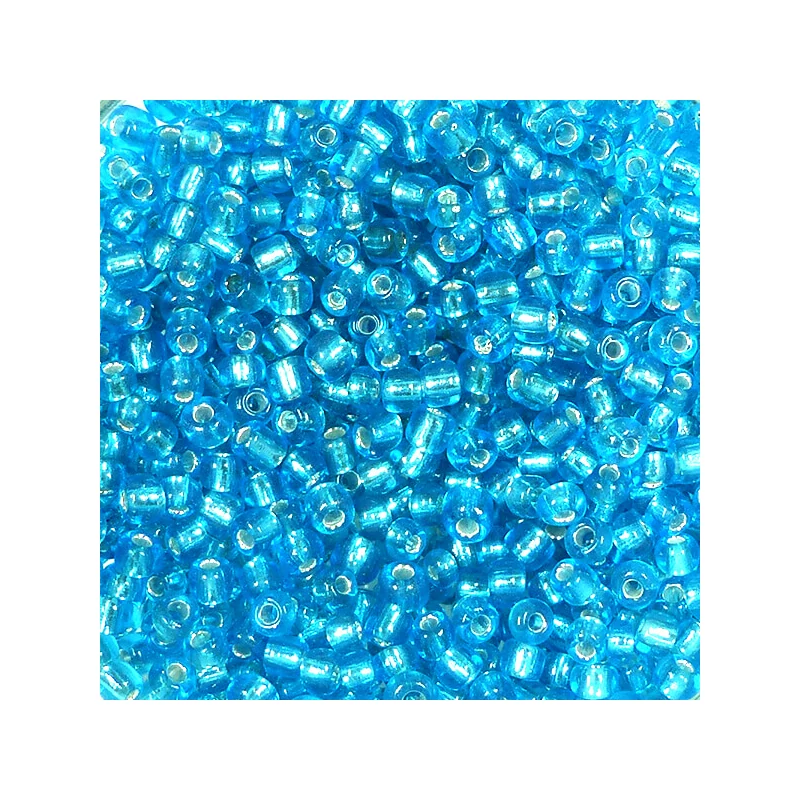 Koráliky, priehľadné, so strieborným lemovaním, 2 mm - stredne modré