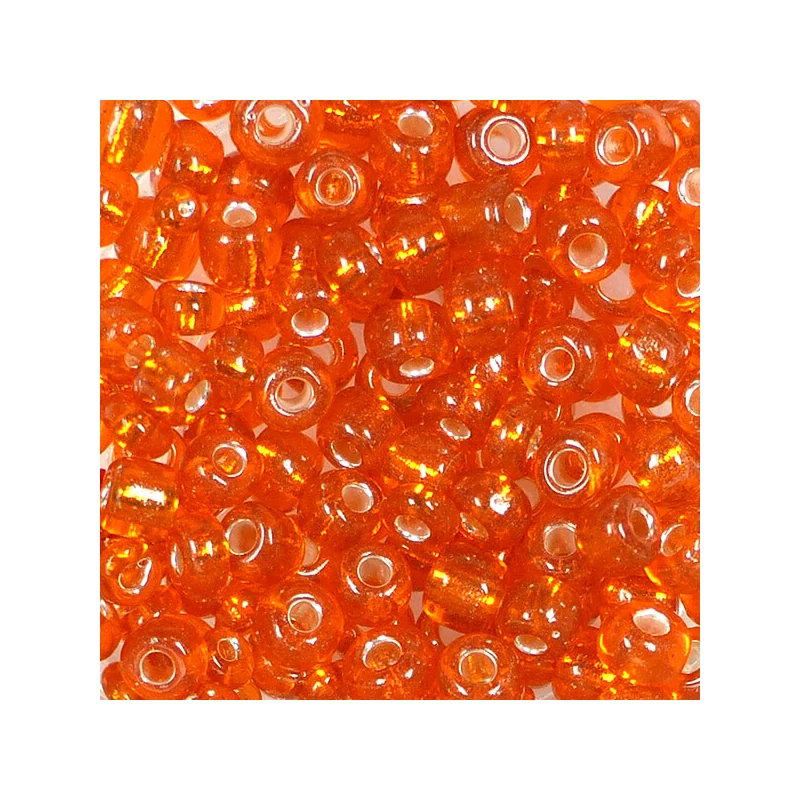 Koráliky, priehľadné, so strieborným lemovaním, 4 mm - oranžové