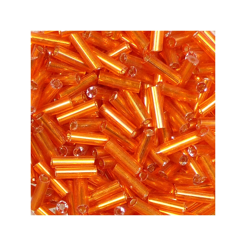 Dlhé koráliky, priehľadné, so strieborným lemovaním, 6 mm - oranžové
