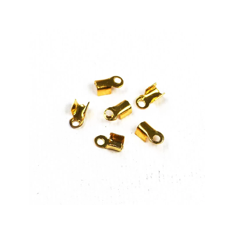 Kožená koncovka, štvorcová - zlatá, 3x6 mm