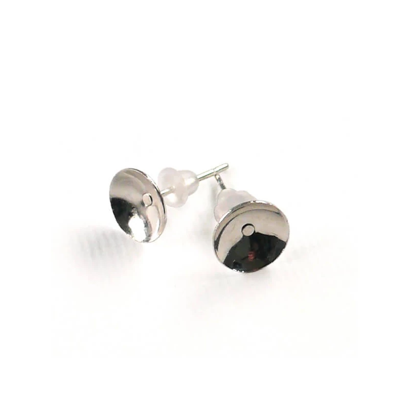 Náušnicový základ, zásuvný, so silikónovým uzáverom, pre 8 mm rivoli, 2 páry