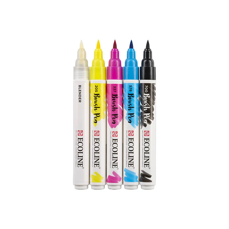 Sada akvarelových popisovačov Talens Ecoline Brush Pen - 5 ks, Primary