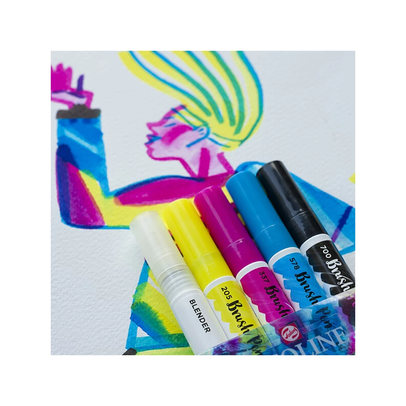 Sada akvarelových popisovačov Talens Ecoline Brush Pen - 5 ks, Primary
