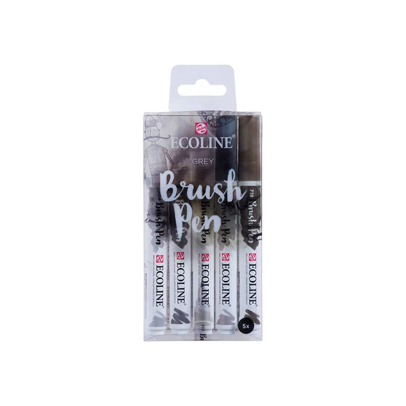 Sada akvarelových štetcových popisovačov Talens Ecoline Brush Pen - 5 ks, Grey