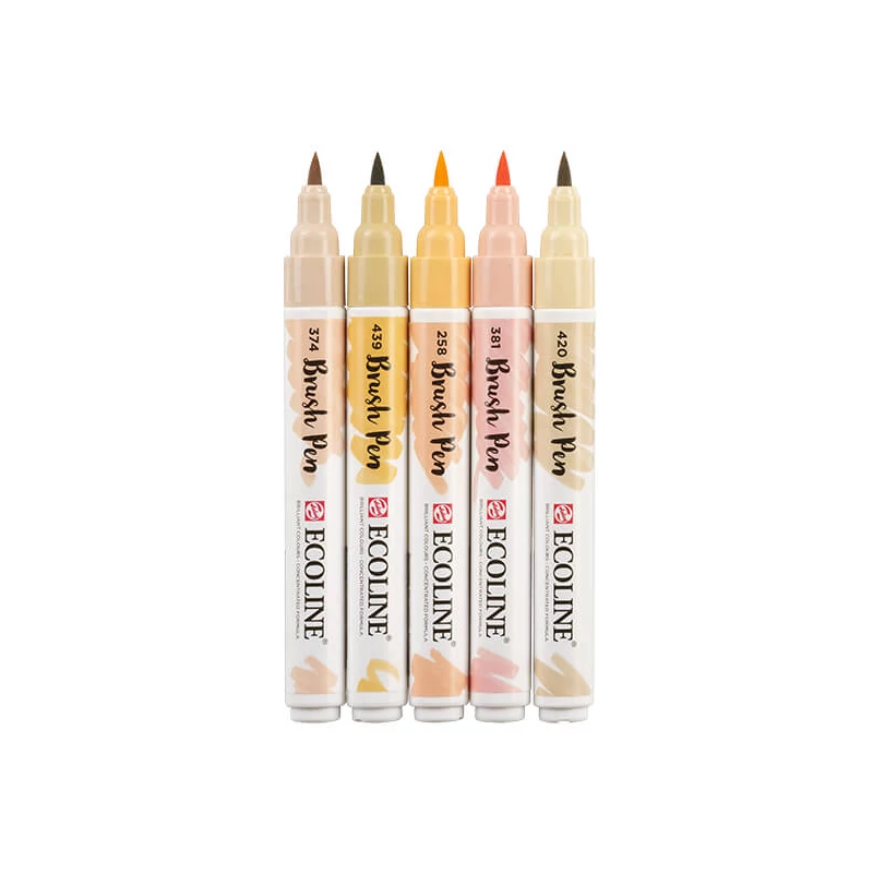 Sada akvarelových štetcových popisovačov Talens Ecoline Brush Pen - 5 ks, Beige-pink