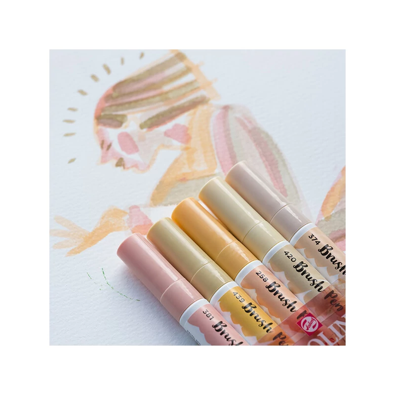 Sada akvarelových štetcových popisovačov Talens Ecoline Brush Pen - 5 ks, Beige-pink