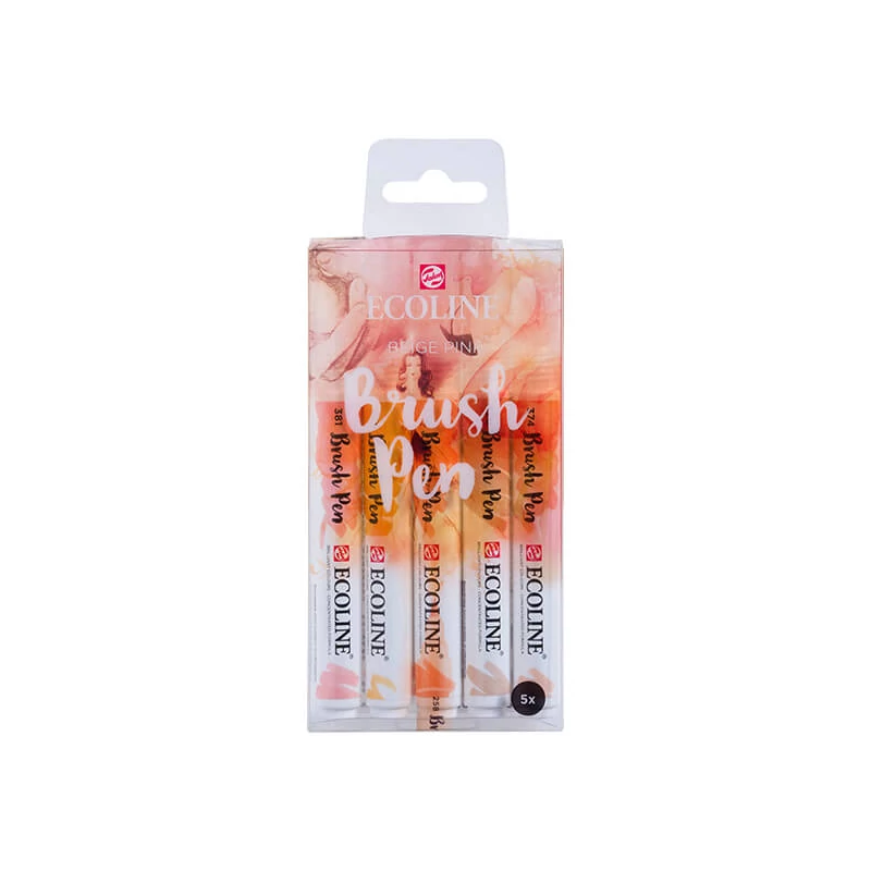 Sada akvarelových štetcových popisovačov Talens Ecoline Brush Pen - 5 ks, Beige-pink