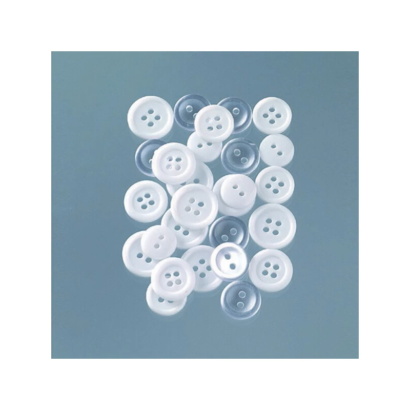 Plastové gombíky - biele, 1-1,5 cm, 40 g