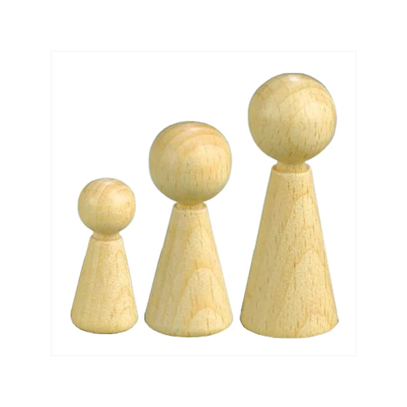 Drevené telo bábiky s hlavou - 1,5x3,6 cm, 1 bábika v tvare kužeľa