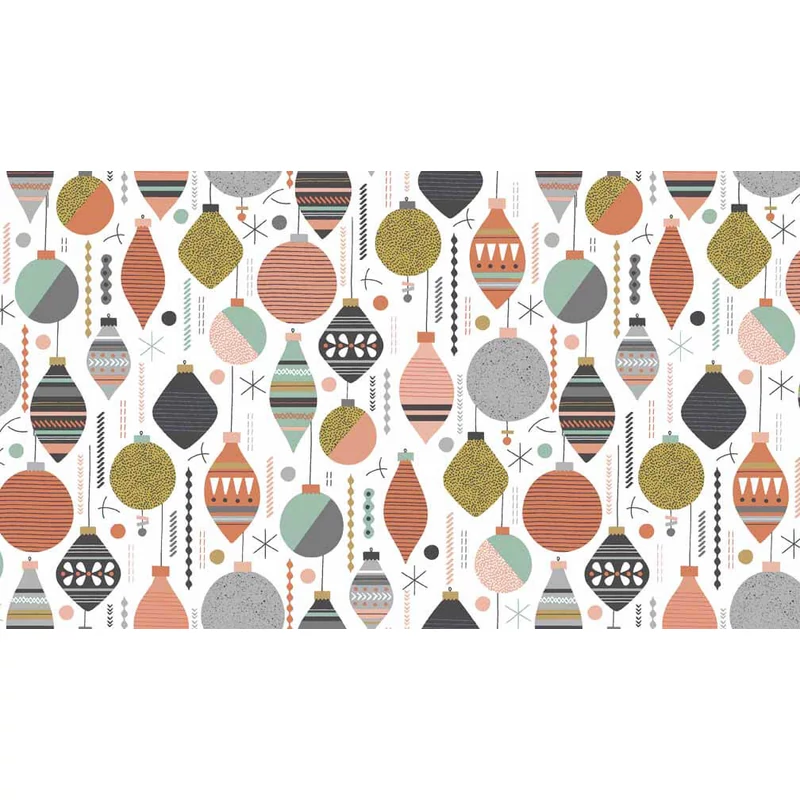 Patchworková tkanina - Makower - Christmas Modern Metallic 1801/W Baubles