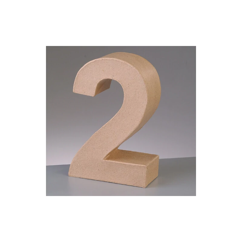 Číslo z papier-mache - 2, 10 cm