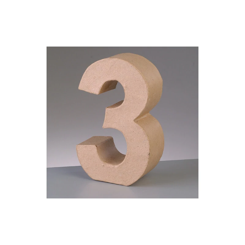 Číslo z papier-mache - 3, 10 cm