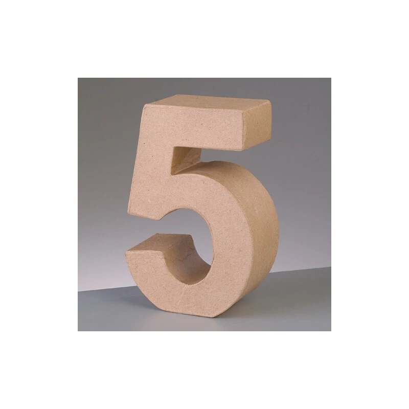 Číslo z papier-mache - 5, 10 cm