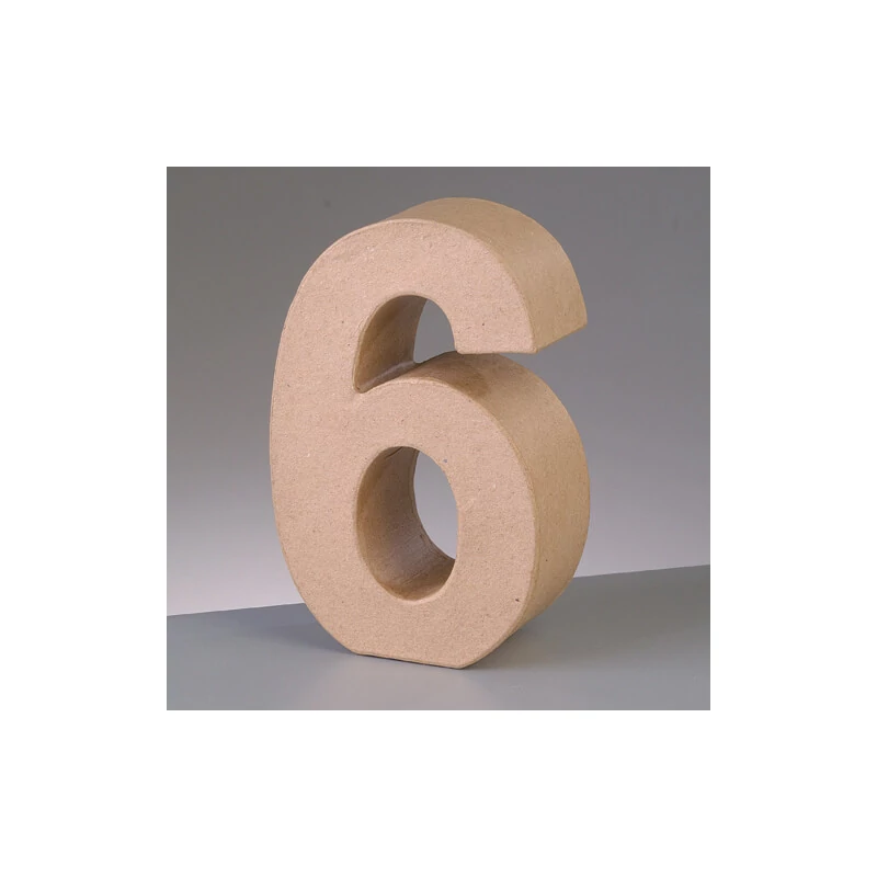 Číslo z papier-mache - 6, 10 cm