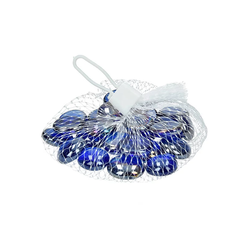 Sklenený štrk, 18-20 mm, 100 g - dúhový, modrý