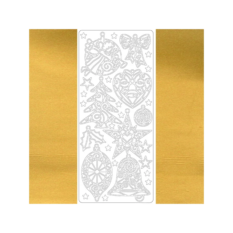 Obrysová nálepka - ozdoby na vianočný stromček, zlatá, 2508