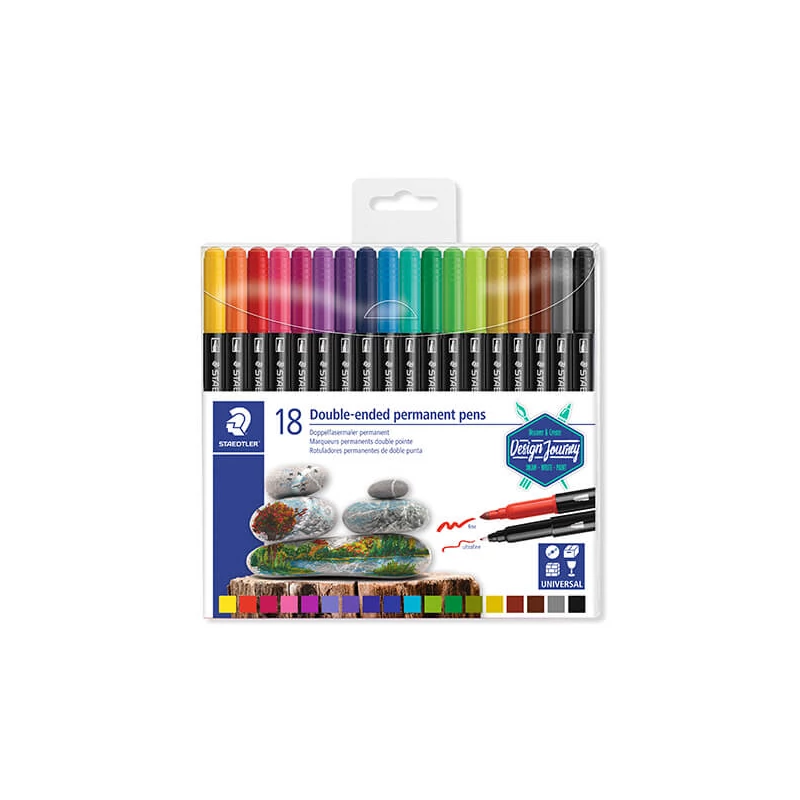 Sada alkoholových popisovačov, Staedtler, Design Journey, obojstranná - 18 ks