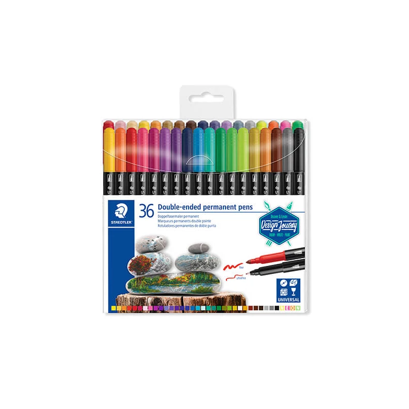 Sada alkoholových popisovačov, Staedtler, Design Journey, obojstranná - 36 ks