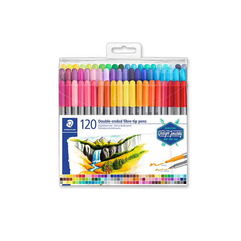 Sada extra tenkých popisovačov, Staedtler, Design Journey, obojstranná - 120 ks