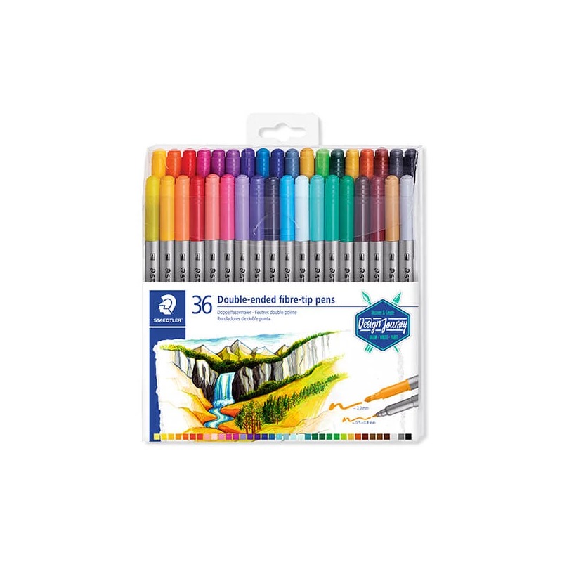 Sada extra tenkých popisovačov, Staedtler, Design Journey, obojstranná - 36 ks
