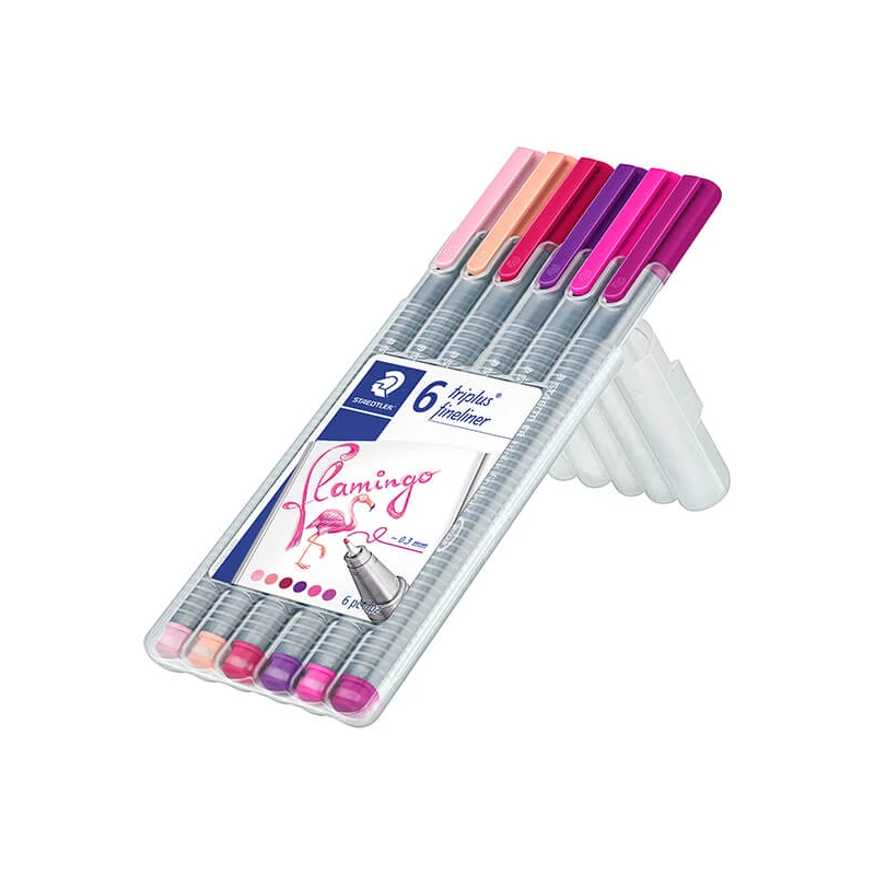 Sada extra tenkých popisovačov, Staedtler, Triplus Flamingo - 6 ks