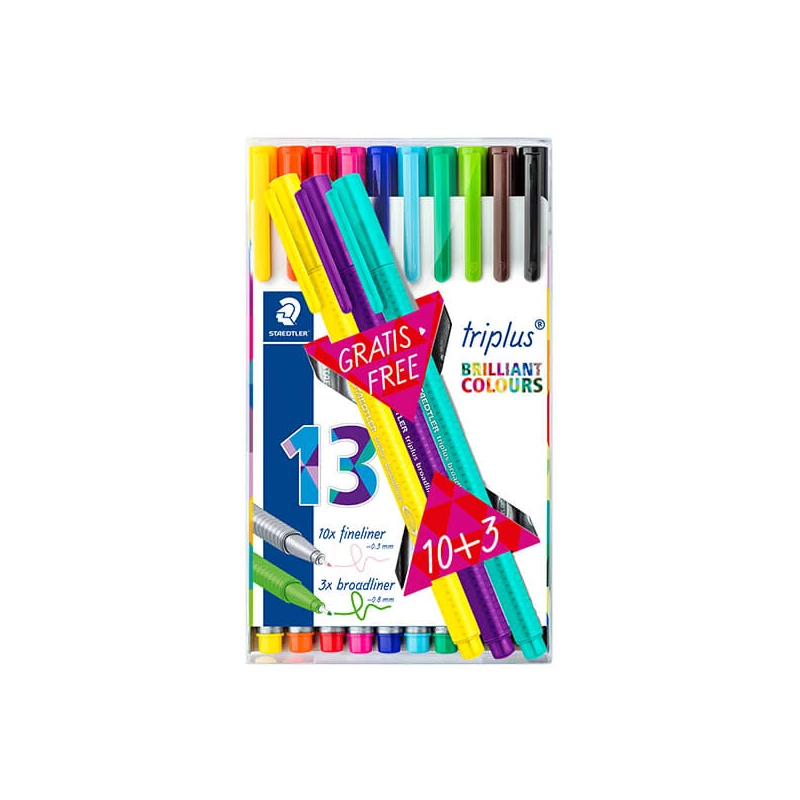 Sada extra tenkých popisovačov, Staedtler, Triplus Box - 10+3 ks