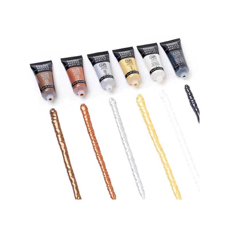 Sada akrylových farieb Liquitex Basics - 6x22 ml, v metalických a dúhových farbách