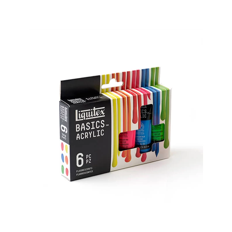 Sada akrylových farieb Liquitex Basics - 6x22 ml, fluorescenčné farby