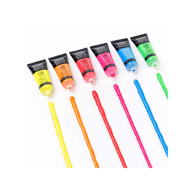 Sada akrylových farieb Liquitex Basics - 6x22 ml, fluorescenčné farby