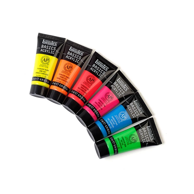 Sada akrylových farieb Liquitex Basics - 6x22 ml, fluorescenčné farby