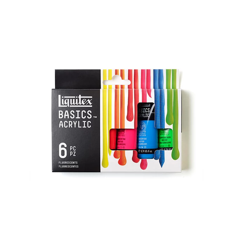Sada akrylových farieb Liquitex Basics - 6x22 ml, fluorescenčné farby