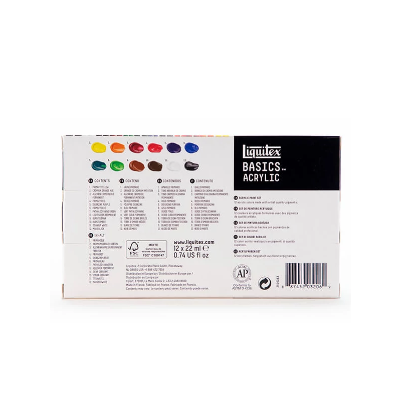 Sada akrylových farieb Liquitex Basics - 12x22 ml