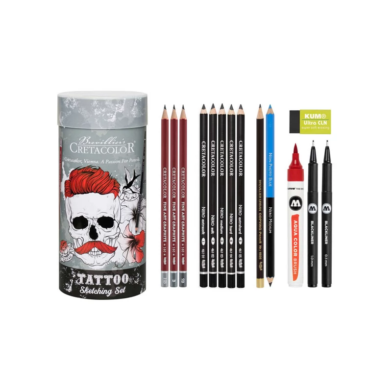 Sada na kreslenie a skicovanie Cretacolor Tattoo Set, 14 ks