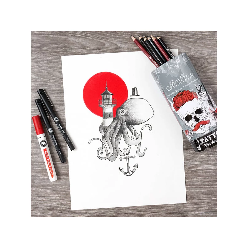 Sada na kreslenie a skicovanie Cretacolor Tattoo Set, 14 ks