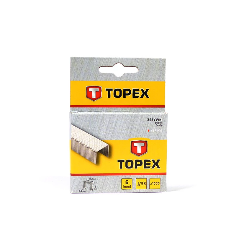 Tűzőkapocs, Topex, 6 mm, 1000 db, 41E306