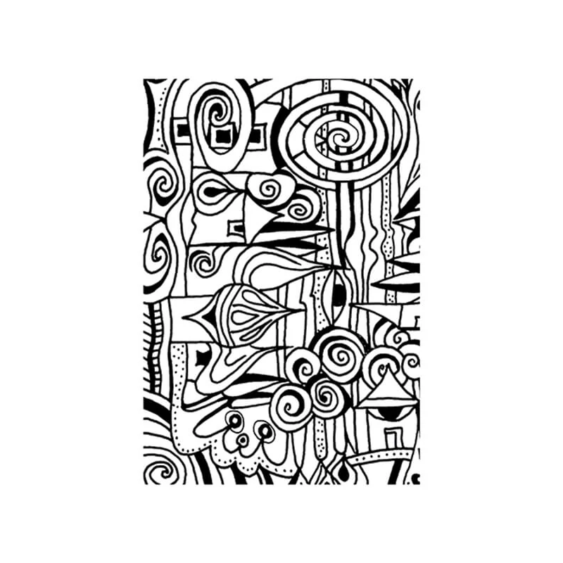 Silikónová šablóna na pečiatkovanie, 7,4x10,5 cm - Omaľovánka, dedina