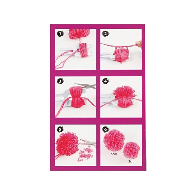 Pomôcka na výrobu pompomov, plast, 2 veľkosti, 3 a 5 cm