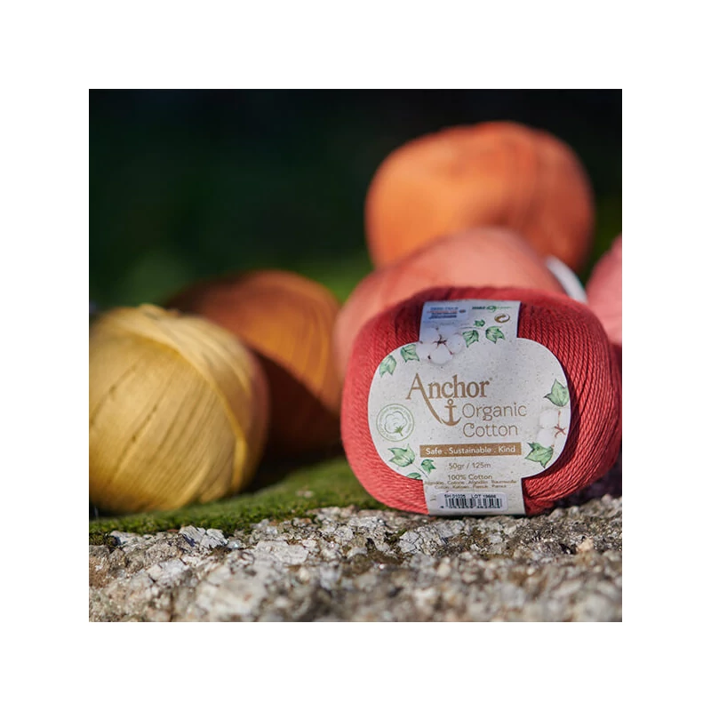 Háčkovacia priadza, Anchor Bio Bavlna, 50 g, vegánska - 00071 smaragdové jazero