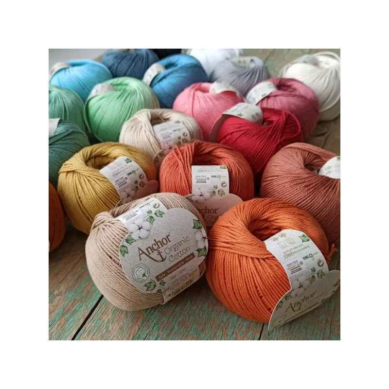 Háčkovacia priadza, Anchor Bio Bavlna, 50 g, vegánska - 00071 smaragdové jazero