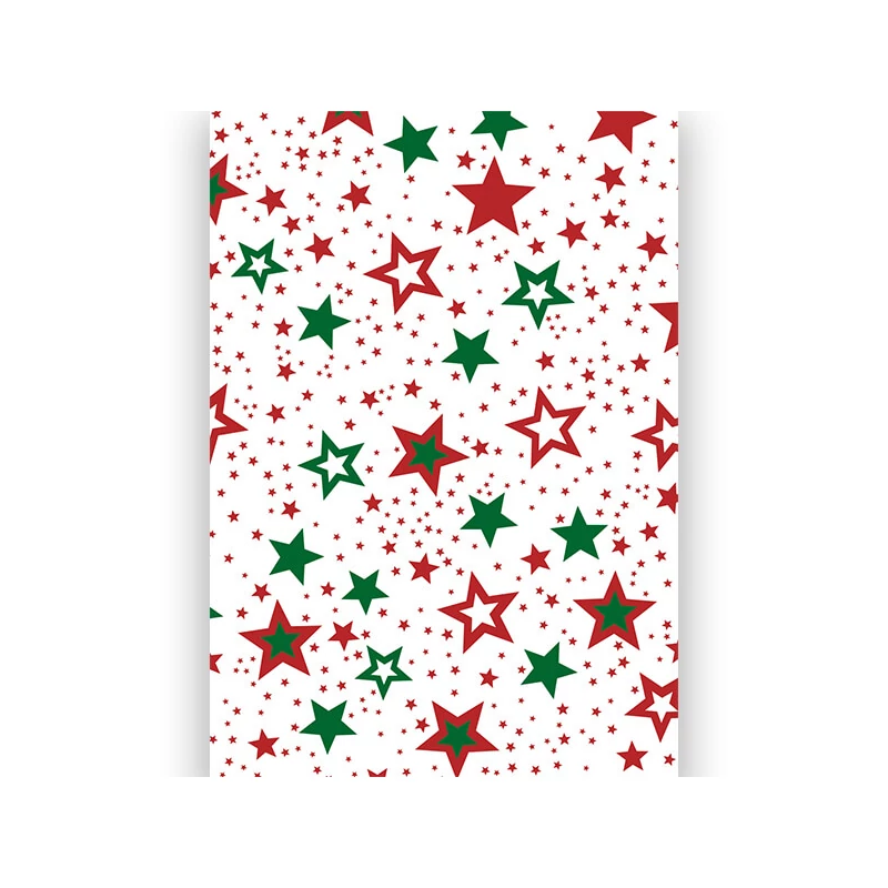 Priehľadný papier, A4 - hviezdy, červeno-zelený