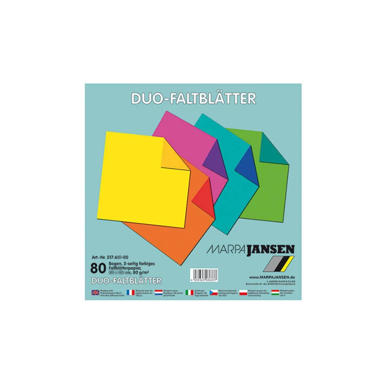 Papier na origami, Duo-Color - 80 g, 80 ks, 15x15 cm