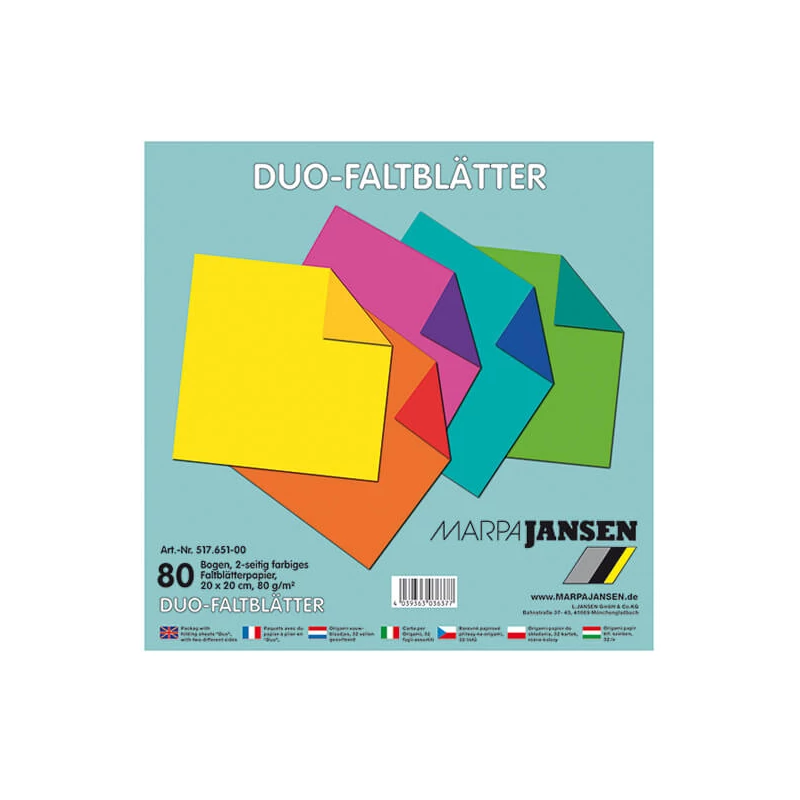 Papier na origami, Duo-Color - 80 g, 80 ks, 20x20 cm